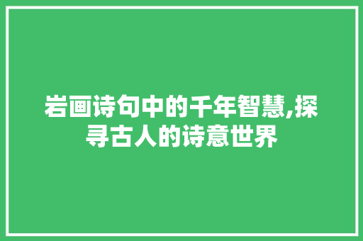 岩画诗句中的千年智慧,探寻古人的诗意世界 古代典籍