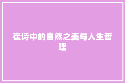 崔诗中的自然之美与人生哲理