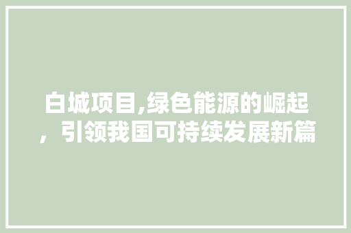白城项目,绿色能源的崛起，引领我国可持续发展新篇章