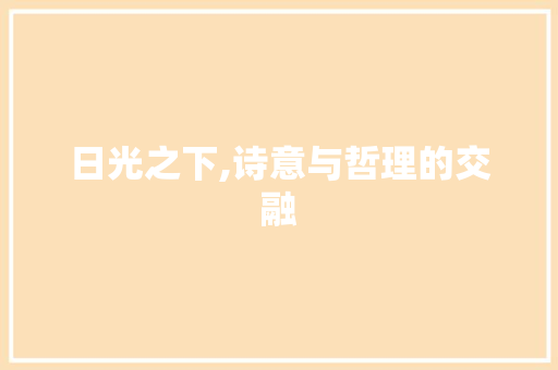日光之下,诗意与哲理的交融