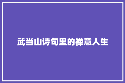 武当山诗句里的禅意人生