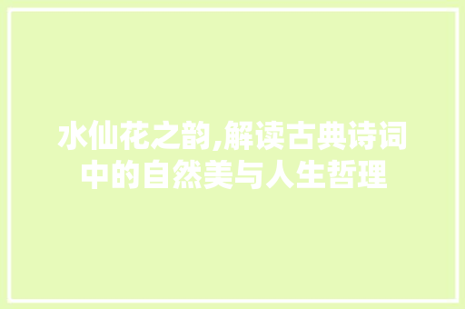 水仙花之韵,解读古典诗词中的自然美与人生哲理 反义词汇