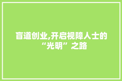 盲道创业,开启视障人士的“光明”之路