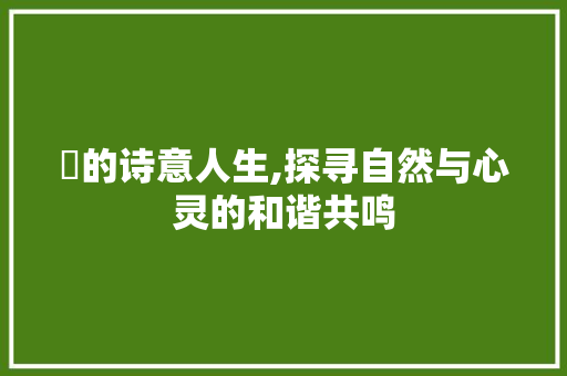 翛的诗意人生,探寻自然与心灵的和谐共鸣