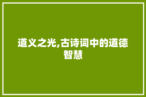 道义之光,古诗词中的道德智慧