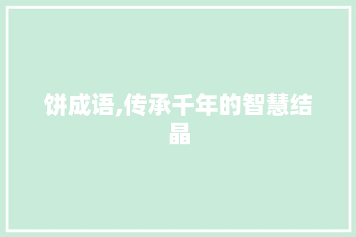 饼成语,传承千年的智慧结晶