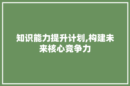 知识能力提升计划,构建未来核心竞争力