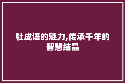 牡成语的魅力,传承千年的智慧结晶