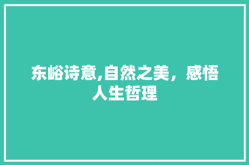 东峪诗意,自然之美，感悟人生哲理