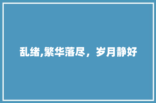 乱绪,繁华落尽，岁月静好