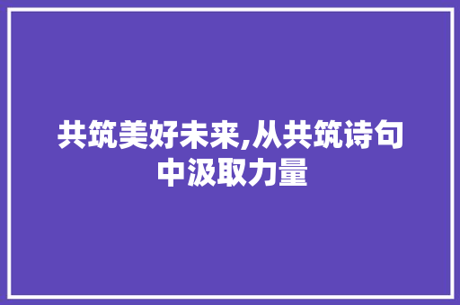 共筑美好未来,从共筑诗句中汲取力量