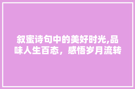 叙蜜诗句中的美好时光,品味人生百态，感悟岁月流转