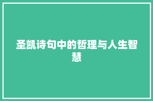 圣凯诗句中的哲理与人生智慧 英语单词