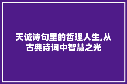 天诚诗句里的哲理人生,从古典诗词中智慧之光