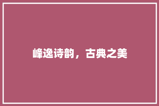 峰逸诗韵，古典之美