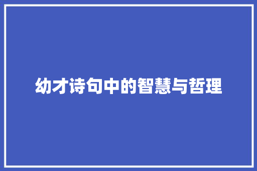 幼才诗句中的智慧与哲理