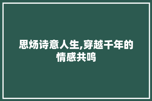 思炀诗意人生,穿越千年的情感共鸣