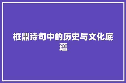 桩鼎诗句中的历史与文化底蕴