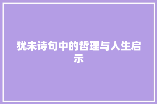 犹未诗句中的哲理与人生启示