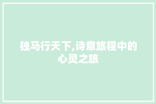 独马行天下,诗意旅程中的心灵之旅