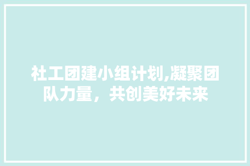 社工团建小组计划,凝聚团队力量，共创美好未来
