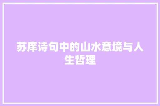 苏庠诗句中的山水意境与人生哲理 古代典籍