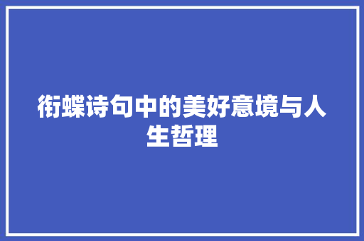 衔蝶诗句中的美好意境与人生哲理