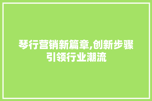琴行营销新篇章,创新步骤引领行业潮流