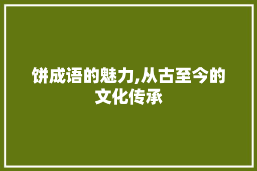 饼成语的魅力,从古至今的文化传承