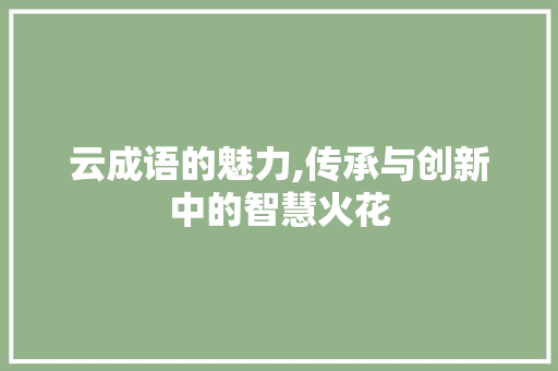 云成语的魅力,传承与创新中的智慧火花 短语