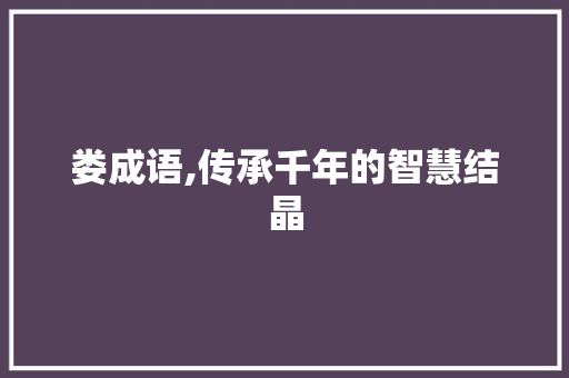 娄成语,传承千年的智慧结晶