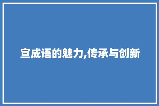 宣成语的魅力,传承与创新