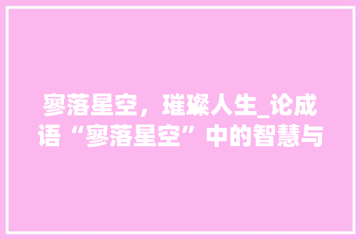 寥落星空，璀璨人生_论成语“寥落星空”中的智慧与人生哲理