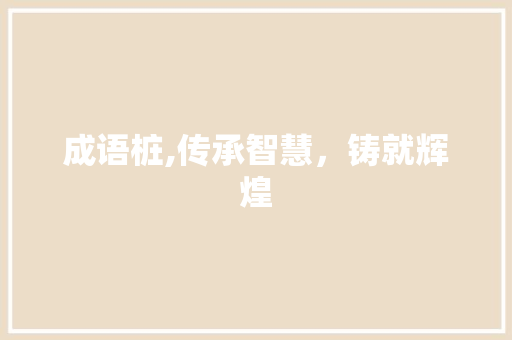 成语桩,传承智慧，铸就辉煌