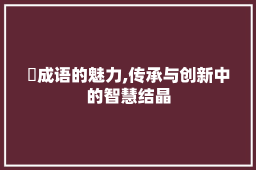 抋成语的魅力,传承与创新中的智慧结晶