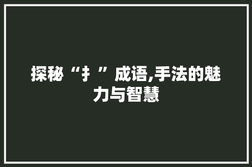探秘“扌”成语,手法的魅力与智慧 古代典籍