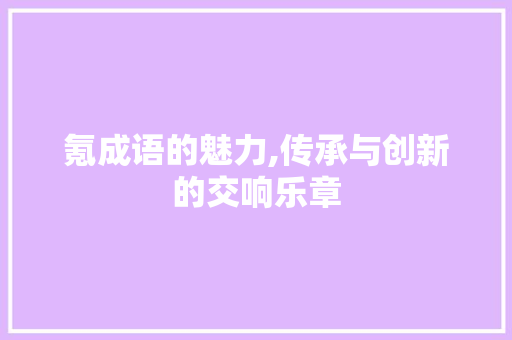 氪成语的魅力,传承与创新的交响乐章