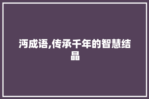 沔成语,传承千年的智慧结晶
