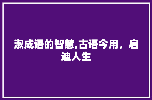 淑成语的智慧,古语今用，启迪人生