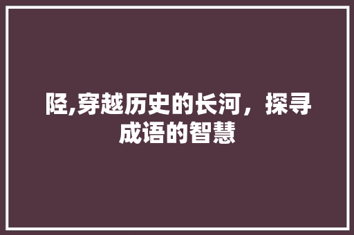 陉,穿越历史的长河，探寻成语的智慧