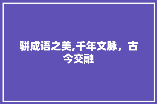 骈成语之美,千年文脉，古今交融 问答