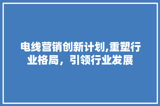 电线营销创新计划,重塑行业格局，引领行业发展