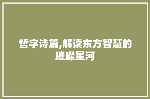 哲字诗篇,解读东方智慧的璀璨星河 短语