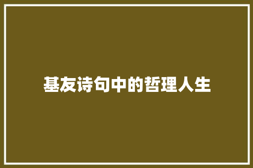 基友诗句中的哲理人生