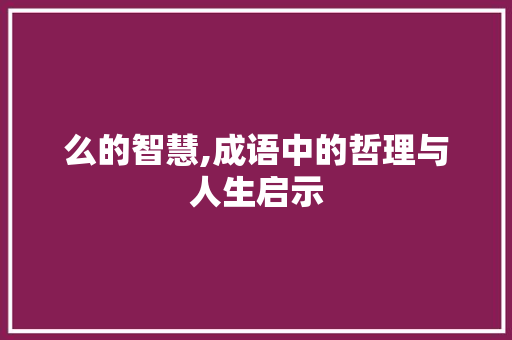 么的智慧,成语中的哲理与人生启示