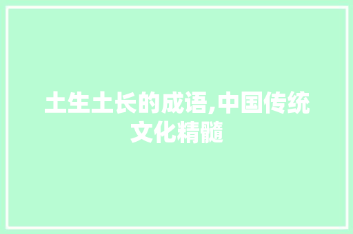 土生土长的成语,中国传统文化精髓