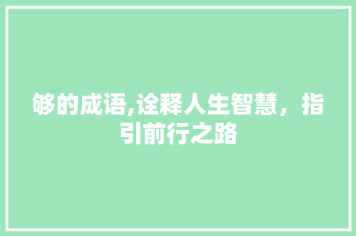 够的成语,诠释人生智慧，指引前行之路