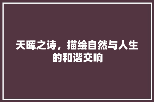 天晖之诗，描绘自然与人生的和谐交响