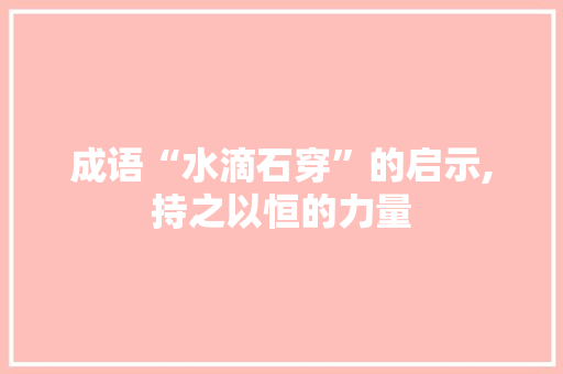 成语“水滴石穿”的启示,持之以恒的力量