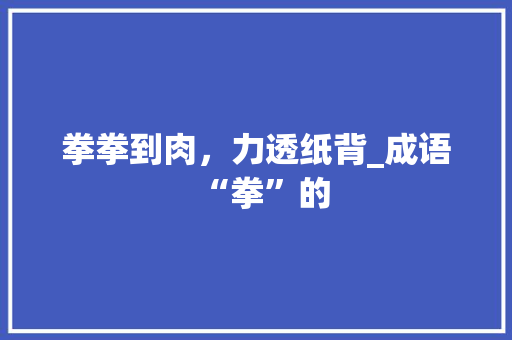 拳拳到肉，力透纸背_成语“拳”的